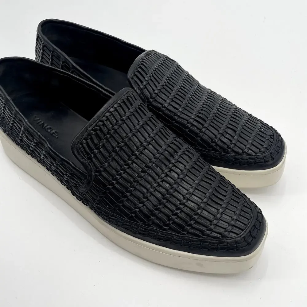 Vince Platform Black Textured Sneaker Shoes // 10